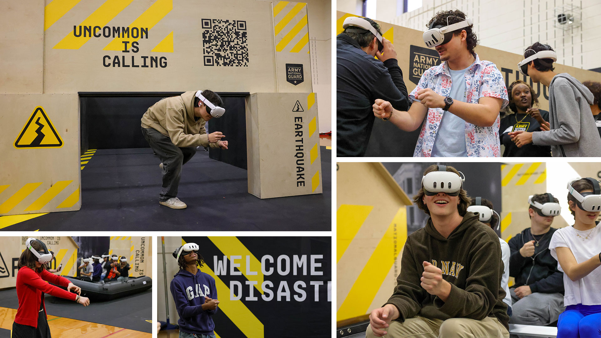 Students participating in the Disasterville mixed-reality training experience.
