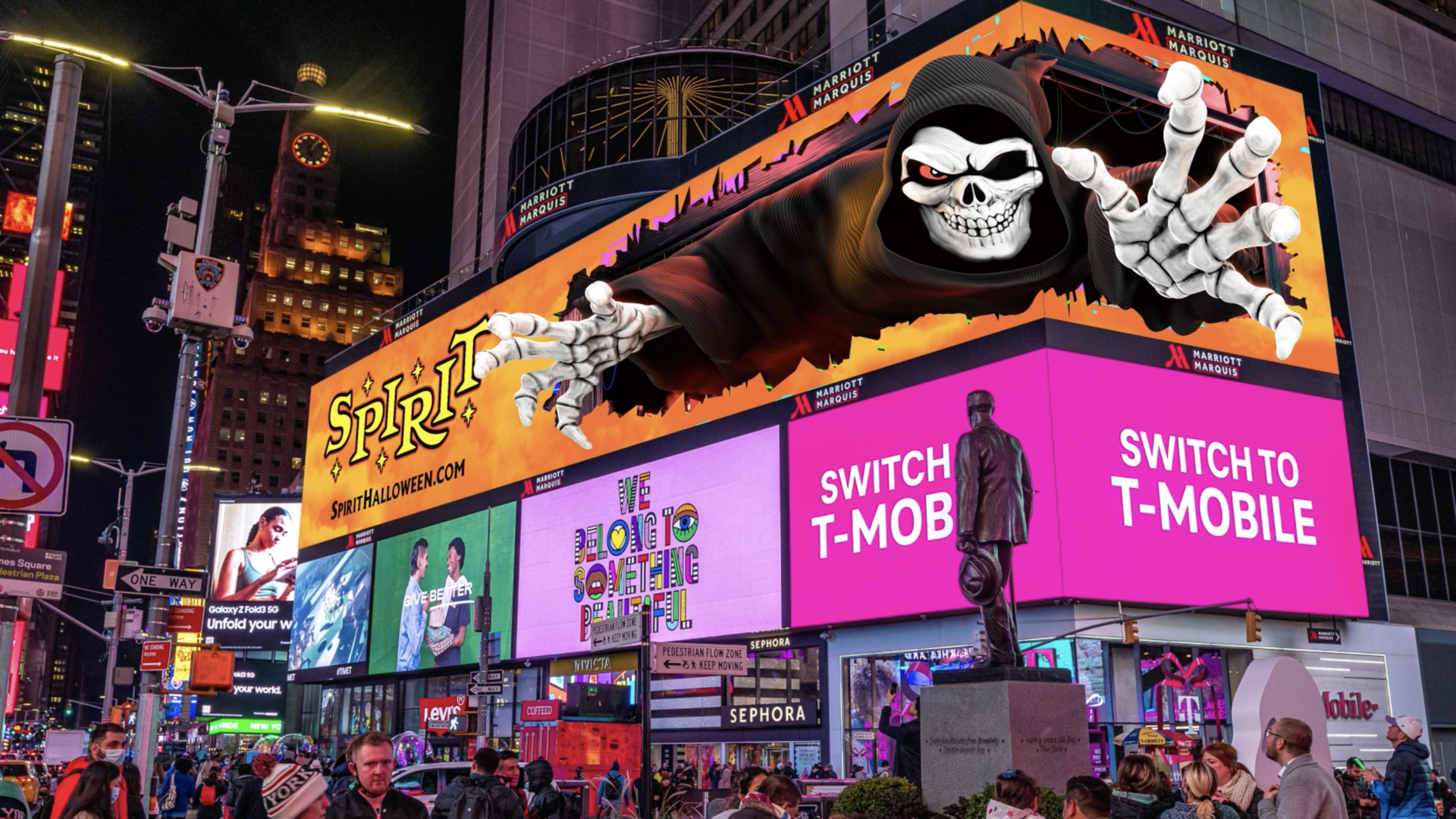 Jack Reaper reaching out of the Times Square billboard.